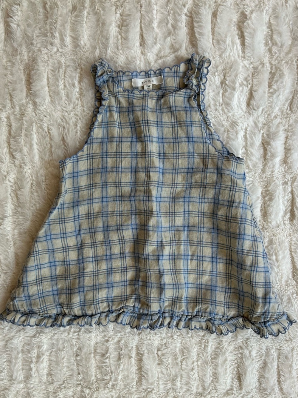 Doen Toddler Dress in Blue Meadowlark Plaid Ramie
